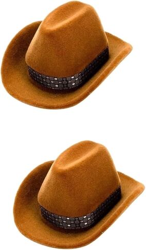 Amosfun 2pcs Cowboy Hat Ring Box Decor The Gift Jewlery Gifts Mini Wedding Favors Western Hat Ring Holder for Wedding Ceremony Ring Case Jewelry Holder Earring Box Flannel Travel in Saudi Arabia