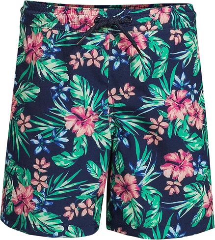 Lands' End Boys Active Stretch Swim Trunk Deep Sea Navy/Rosella Floral Kids Large in Saudi Arabia