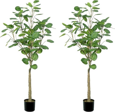 Romantic Season 4FT Faux Fiddle Leaf Fig Artificial Tree, Green Silk Leaves, Durable Cement Base in Saudi Arabia