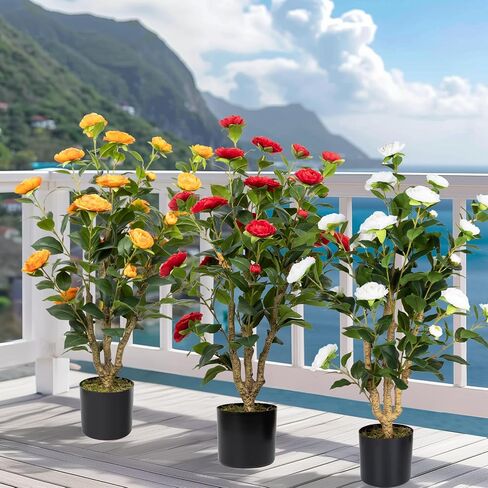 Romantic Season 4FT Faux Fiddle Leaf Fig Artificial Tree, Green Silk Leaves, Durable Cement Base in Saudi Arabia