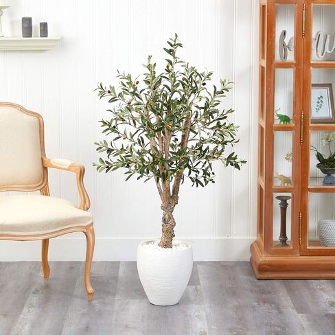 Nearly Natural 53in. Olive Artificial Tree in White Planter in Saudi Arabia