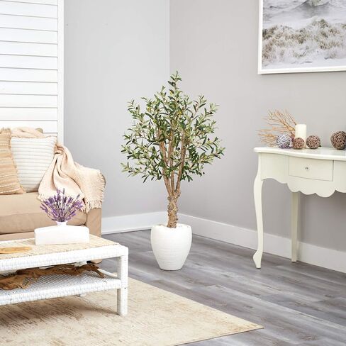 Nearly Natural 53in. Olive Artificial Tree in White Planter in Saudi Arabia