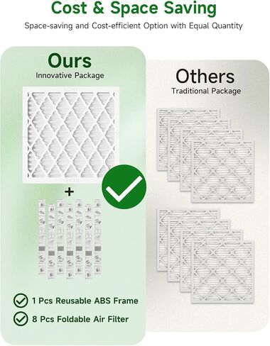Future Way 20x20x1 Air Filters, 8-Pack with Reusable Frame, MERV 8, MPR 700 AC Furnace Filters, Space Saving & Cost-effective in Saudi Arabia