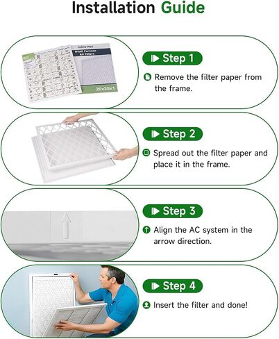 Future Way 20x20x1 Air Filters, 8-Pack with Reusable Frame, MERV 8, MPR 700 AC Furnace Filters, Space Saving & Cost-effective in Saudi Arabia