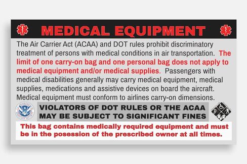 Scooter Medical Equipment Luggage Tag - Handle with Care, DOT and ACAA regulations (LUG-scooter-340) Quantity (2) in Saudi Arabia