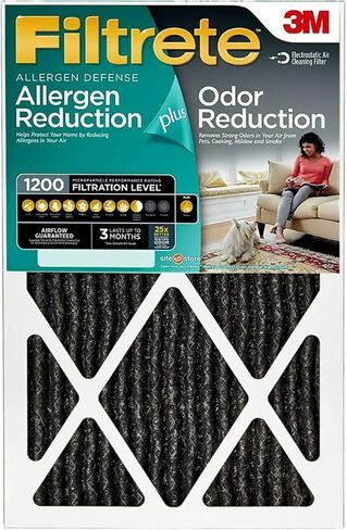 Filtrete 20x25x1 Air Filter MPR 1200 MERV 11, Allergen Defense Odor Reduction, (Pack of 4) (exact dimensions 19.69x24.69x0.81), Black in Saudi Arabia
