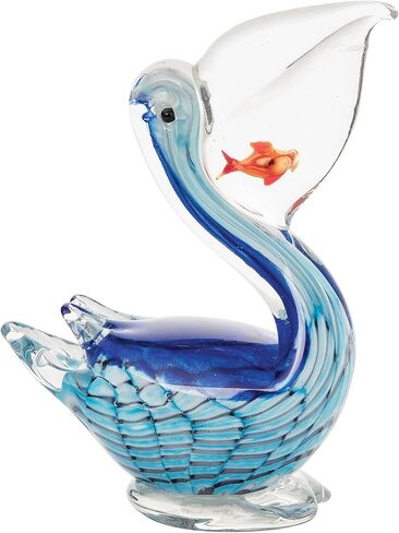 Beachcombers 7" x 5" Pelican Glass Figure Figurine Table Top Ornament Animal Sculpture Sea Animal Beach Nautical Coastal Decor Decoration Blue in Saudi Arabia
