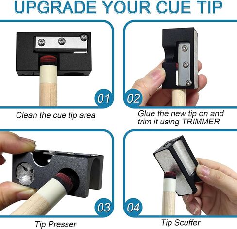 Pool Cue Tip Shaper 8 in 1 Aluminum Pool Cue Shaper, Essential Billiard Cue Maintenance, Repair,and Replacement Tool in Saudi Arabia