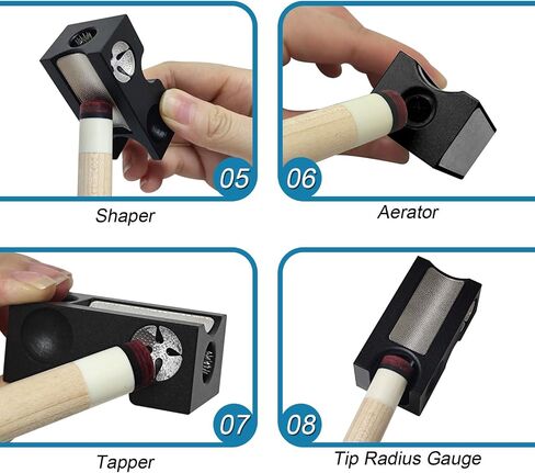 Pool Cue Tip Shaper 8 in 1 Aluminum Pool Cue Shaper, Essential Billiard Cue Maintenance, Repair,and Replacement Tool in Saudi Arabia