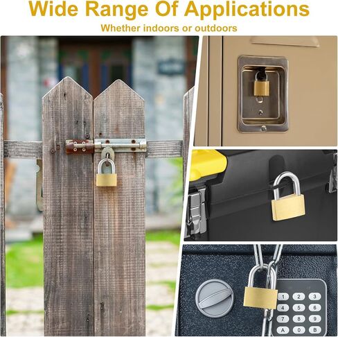 3PCS Solid Brass Padlocks, Small Lock Shackle with 9 Keys Waterproof Storage Lock Mini Keyed Padlocks for Luggage Locker Sheds Warehouse Garage Hasp Storage Outdoors Fence in Saudi Arabia