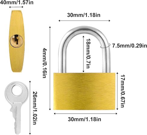 3PCS Solid Brass Padlocks, Small Lock Shackle with 9 Keys Waterproof Storage Lock Mini Keyed Padlocks for Luggage Locker Sheds Warehouse Garage Hasp Storage Outdoors Fence in Saudi Arabia
