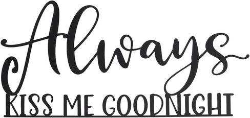 علامة حائط معدنية من Farmlyn Creek تقبلني دائمًا قبل النوم لديكور غرفة نوم المزرعة (17 × 8 بوصة) in Kuwait