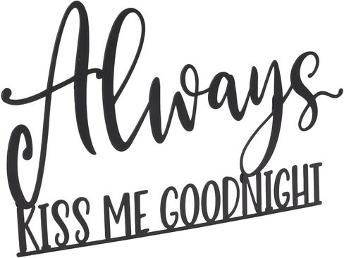 علامة حائط معدنية من Farmlyn Creek تقبلني دائمًا قبل النوم لديكور غرفة نوم المزرعة (17 × 8 بوصة) in Kuwait