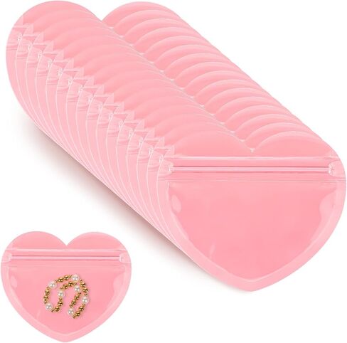 100pcs Small Bags for Small Business, Heart-Shaped Jewelry Bags Clear Mylar Bags Resealable Packaging Bags Supplies for Jewelry, Gift, Candy in Saudi Arabia