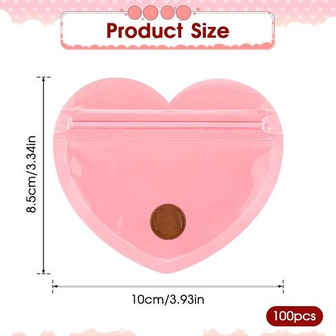 100pcs Small Bags for Small Business, Heart-Shaped Jewelry Bags Clear Mylar Bags Resealable Packaging Bags Supplies for Jewelry, Gift, Candy in Saudi Arabia