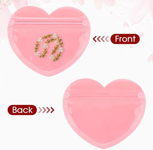 100pcs Small Bags for Small Business, Heart-Shaped Jewelry Bags Clear Mylar Bags Resealable Packaging Bags Supplies for Jewelry, Gift, Candy in Saudi Arabia