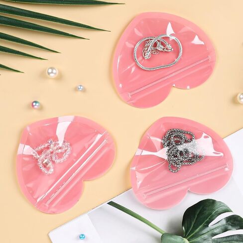 100pcs Small Bags for Small Business, Heart-Shaped Jewelry Bags Clear Mylar Bags Resealable Packaging Bags Supplies for Jewelry, Gift, Candy in Saudi Arabia