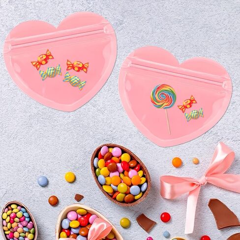 100pcs Small Bags for Small Business, Heart-Shaped Jewelry Bags Clear Mylar Bags Resealable Packaging Bags Supplies for Jewelry, Gift, Candy in Saudi Arabia
