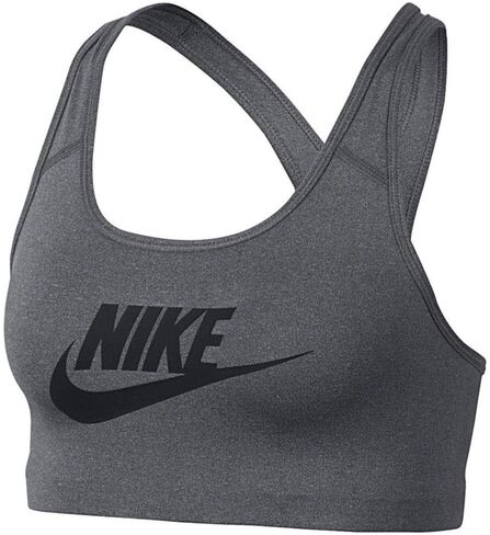 Nike Womens Swoosh Futura Sports Bra Carbon Heather/Black 899370-091 Size Medium in Saudi Arabia