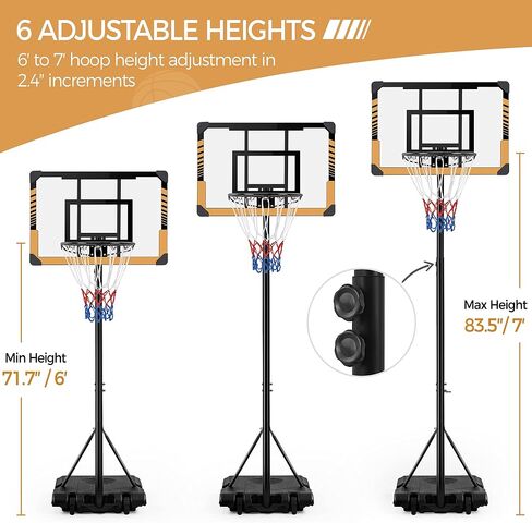 Yaheetech Portable Basketball Hoop System Basketball Goals Set Freestanding Basketball Stand System Adjustable Height with Wheels for Indoor/Outdoor Sports 28'' PVC Backboard/32'' PVC Backboard in Saudi Arabia