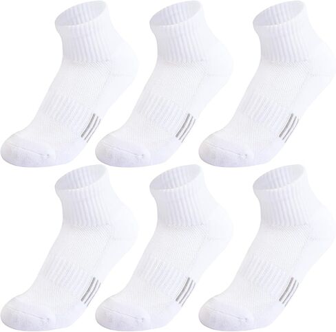 Kids Socks Ankle Athletic Socks Boys Girls Cushioned Quarter Socks Breathable Mesh Cotton Socks Youth 6/12 Pairs in Saudi Arabia