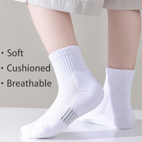 Kids Socks Ankle Athletic Socks Boys Girls Cushioned Quarter Socks Breathable Mesh Cotton Socks Youth 6/12 Pairs in Saudi Arabia