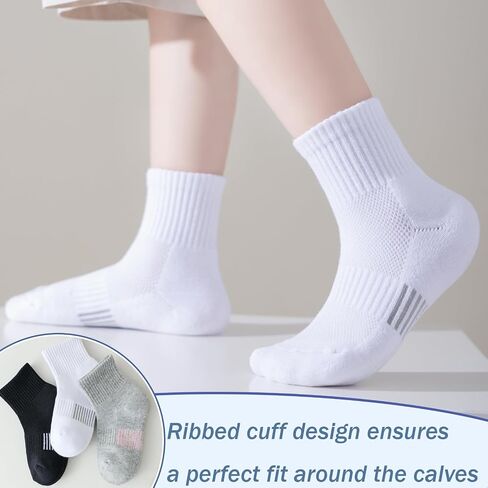 Kids Socks Ankle Athletic Socks Boys Girls Cushioned Quarter Socks Breathable Mesh Cotton Socks Youth 6/12 Pairs in Saudi Arabia