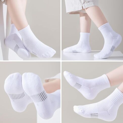 Kids Socks Ankle Athletic Socks Boys Girls Cushioned Quarter Socks Breathable Mesh Cotton Socks Youth 6/12 Pairs in Saudi Arabia