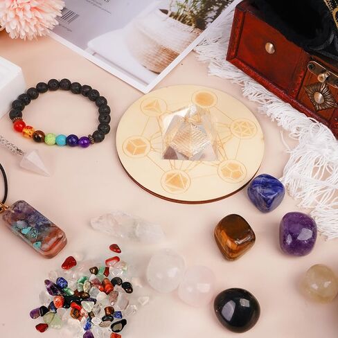 Healing Crystals and Stones Set, 32pcs Premium 7 Raw Chakra Stones for Spiritual Awakening, Meditation, and Positive Energy Balance, Ideal Gift for Family, Friends, Birthday, and Valentine's Day in Saudi Arabia