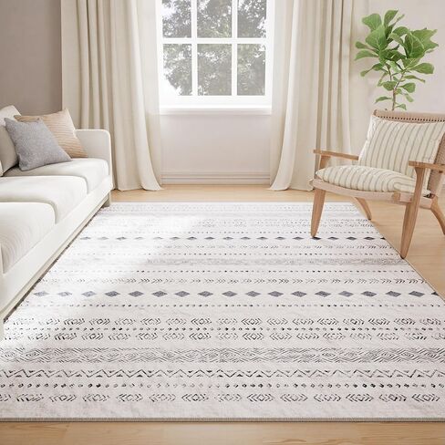 Washable Runner Rug 2x6 Hallway Rugs Non-Slip, Soft Geometric Farmhouse Low Pile Carpet for Kitchen Bathroom Living Room Bedroom Home Decor Black in Saudi Arabia