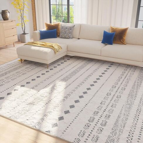 Washable Runner Rug 2x6 Hallway Rugs Non-Slip, Soft Geometric Farmhouse Low Pile Carpet for Kitchen Bathroom Living Room Bedroom Home Decor Black in Saudi Arabia