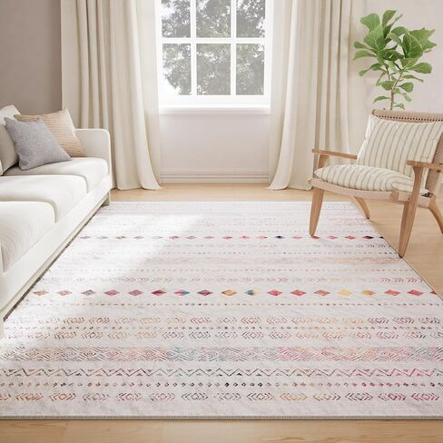 Washable Runner Rug 2x6 Hallway Rugs Non-Slip, Soft Geometric Farmhouse Low Pile Carpet for Kitchen Bathroom Living Room Bedroom Home Decor Black in Saudi Arabia