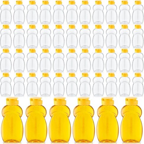 Mifoci 50 Pack 14 oz Clear Plastic Honey Jar with Lids Honey Bottle Containers in Bulk Honey Squeeze Bottles Refillable Condiment Squeeze Bottles for Easy Storing and Dispensing in Saudi Arabia