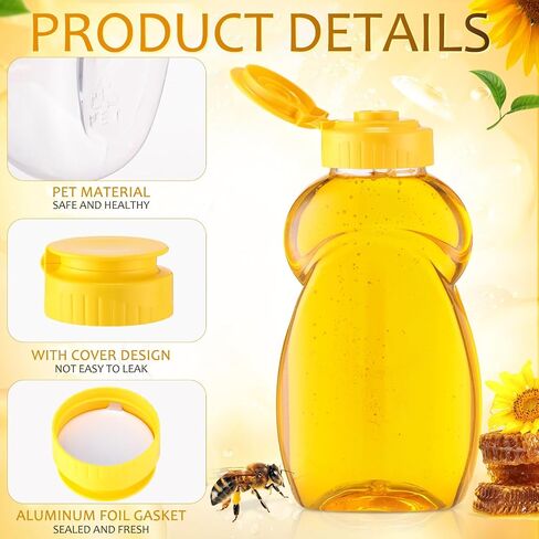 Mifoci 50 Pack 14 oz Clear Plastic Honey Jar with Lids Honey Bottle Containers in Bulk Honey Squeeze Bottles Refillable Condiment Squeeze Bottles for Easy Storing and Dispensing in Saudi Arabia