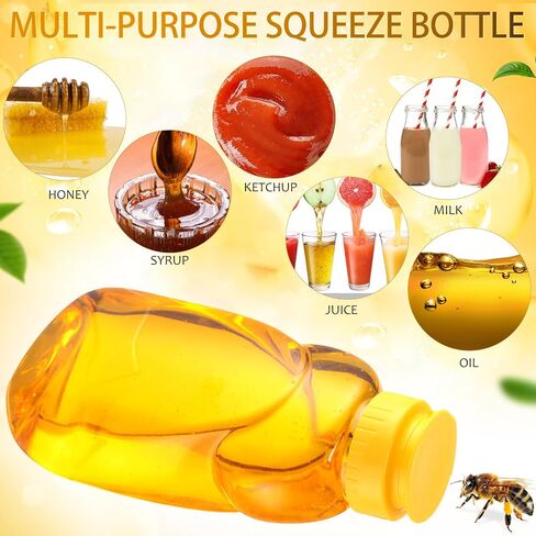 Mifoci 50 Pack 14 oz Clear Plastic Honey Jar with Lids Honey Bottle Containers in Bulk Honey Squeeze Bottles Refillable Condiment Squeeze Bottles for Easy Storing and Dispensing in Saudi Arabia