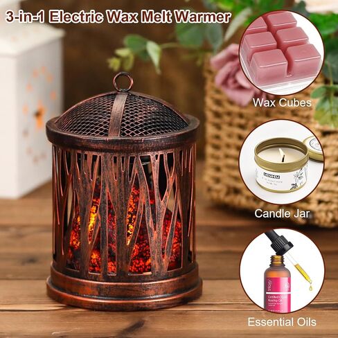 Wax Melt Warmer,Wax Warmer for Scented Wax, Fire Pit Wax Warmer,Wax Burner,Plug in Wax Warmer,Candle Warmer Wax Melts,Fragrance Warmer for Home Office Spa Gift & Decor in Saudi Arabia
