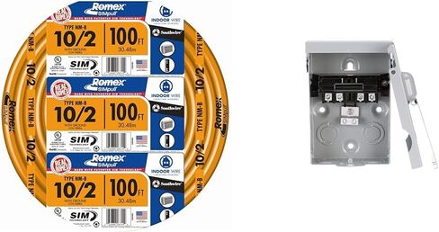 Southwire Romex Brand Simpull Solid Indoor 10/2 W/G NMB Cable 100ft Coil - SW 28829028 & Southwire MSB2G Two Gang Device Box with Depth Adjustable; Heavy Duty 42lb; Gray in Saudi Arabia