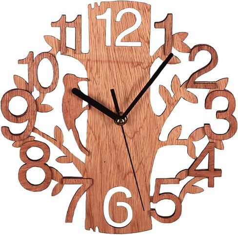 Rustic Farmhouse Wall Clock 9inch Wooden Bird Design Silent Non Ticking Wall Clocks Battery Operated Decorative Wall Clock for Home Kitchen Living Room Office Bedroom(#1) in Saudi Arabia