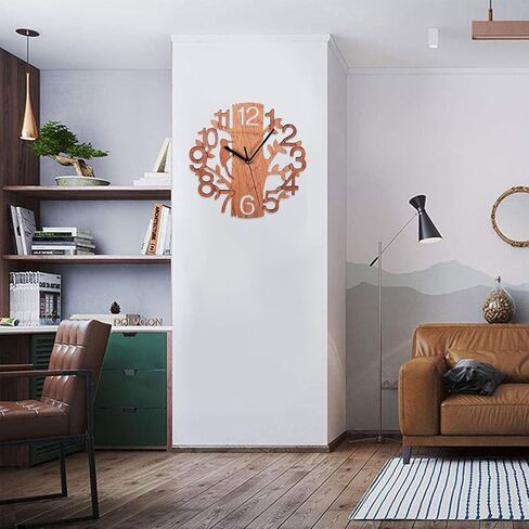Rustic Farmhouse Wall Clock 9inch Wooden Bird Design Silent Non Ticking Wall Clocks Battery Operated Decorative Wall Clock for Home Kitchen Living Room Office Bedroom(#1) in Saudi Arabia