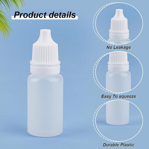 BENECREAT 200 Pcs Plastic Liquid Dropper Bottle, 10ml/0.34oz White Squeeze Bottles with Caps, Refillable Bottle for Storing Liquid, Essential Oils, Serums in Saudi Arabia