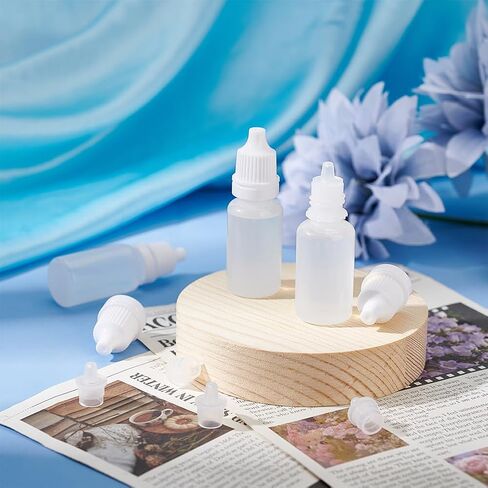 BENECREAT 200 Pcs Plastic Liquid Dropper Bottle, 10ml/0.34oz White Squeeze Bottles with Caps, Refillable Bottle for Storing Liquid, Essential Oils, Serums in Saudi Arabia