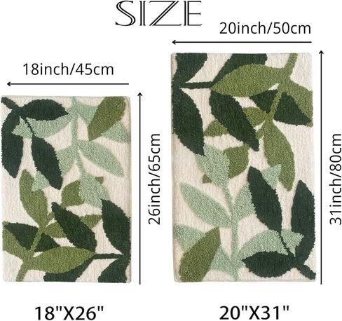 سجاد حمام أخضر متدفق فائق النعومة مقاس 45.72 سم × 66.5 سم، سجاد حمام ماص مانع للانزلاق من الألياف الدقيقة سجادة سميكة لطيفة على شكل نبات لطيف، سجاد حمام قابل للغسل في الغسالة، سجادة أرضية لغرفة الاستحمام في حوض الاستحمام in Kuwait