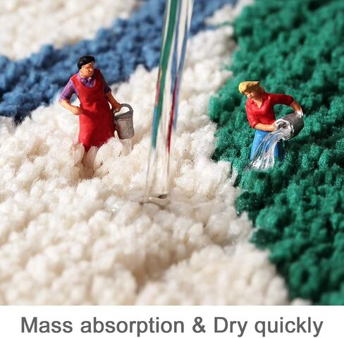 سجاد حمام أخضر متدفق فائق النعومة مقاس 45.72 سم × 66.5 سم، سجاد حمام ماص مانع للانزلاق من الألياف الدقيقة سجادة سميكة لطيفة على شكل نبات لطيف، سجاد حمام قابل للغسل في الغسالة، سجادة أرضية لغرفة الاستحمام في حوض الاستحمام in Kuwait