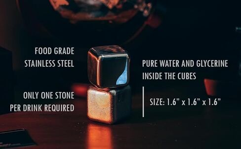 Whiskey Stones Gift Set by Original Malted Grain, Set of 2 Extra Large Stainless Steel Whiskey Cubes, Food Grade Stainless Steel, Drink Chillers, Chilling Stones, Whiskey Rocks, Reusable Ice Cubes in Saudi Arabia