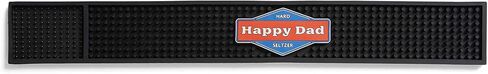 Happy Dad Hard Seltzer & Tea Bar Mat for Home Bar Accessories, Man Cave Decor, Coffee Station, Bartender Kitchen Counter Bar Pad, Waterproof Non Slip Durable PVC, Black Square, 24in x 3in x 0.5in in Saudi Arabia