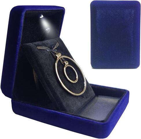 Jewelry Gift Box with LED Lights,Velvet Jewelry Storage Display Case Pendant Necklace Gift Box for Wedding, Engagement,Proposal, Birthday, Anniversary and Valentine's Day in Saudi Arabia