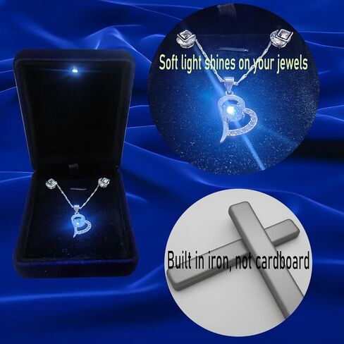 Jewelry Gift Box with LED Lights,Velvet Jewelry Storage Display Case Pendant Necklace Gift Box for Wedding, Engagement,Proposal, Birthday, Anniversary and Valentine's Day in Saudi Arabia