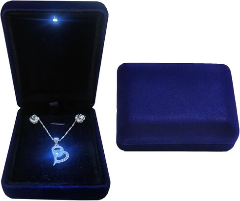 Jewelry Gift Box with LED Lights,Velvet Jewelry Storage Display Case Pendant Necklace Gift Box for Wedding, Engagement,Proposal, Birthday, Anniversary and Valentine's Day in Saudi Arabia