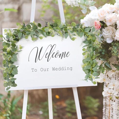 2PCS Eucalyptus Garland Artificial Greenery Garland with Gypsophila Flowers Faux Vines Hanging Plants Garland Table Runner for Wedding Backdrop Arch Party Summer Fireplace Mantel Decor in Saudi Arabia