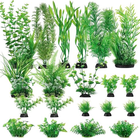 PONDON 10PCS Fish Tank Decorations, Green Aquarium Plants Decor for Hideout, Large Plastic Plants Decor Accessories in Saudi Arabia